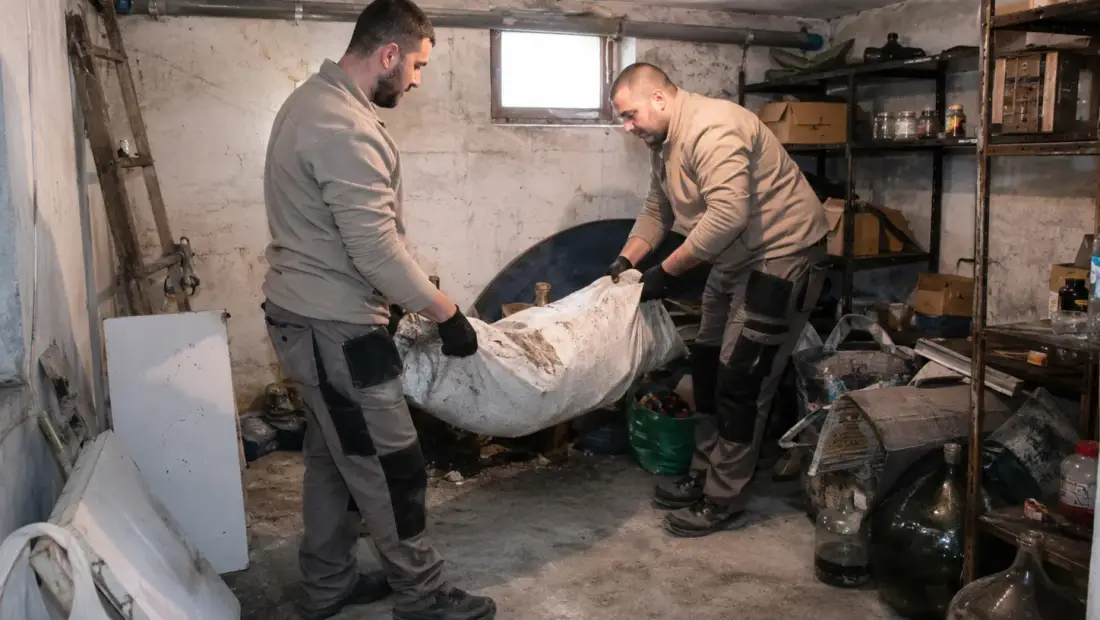 Почистване на мазета с боклук