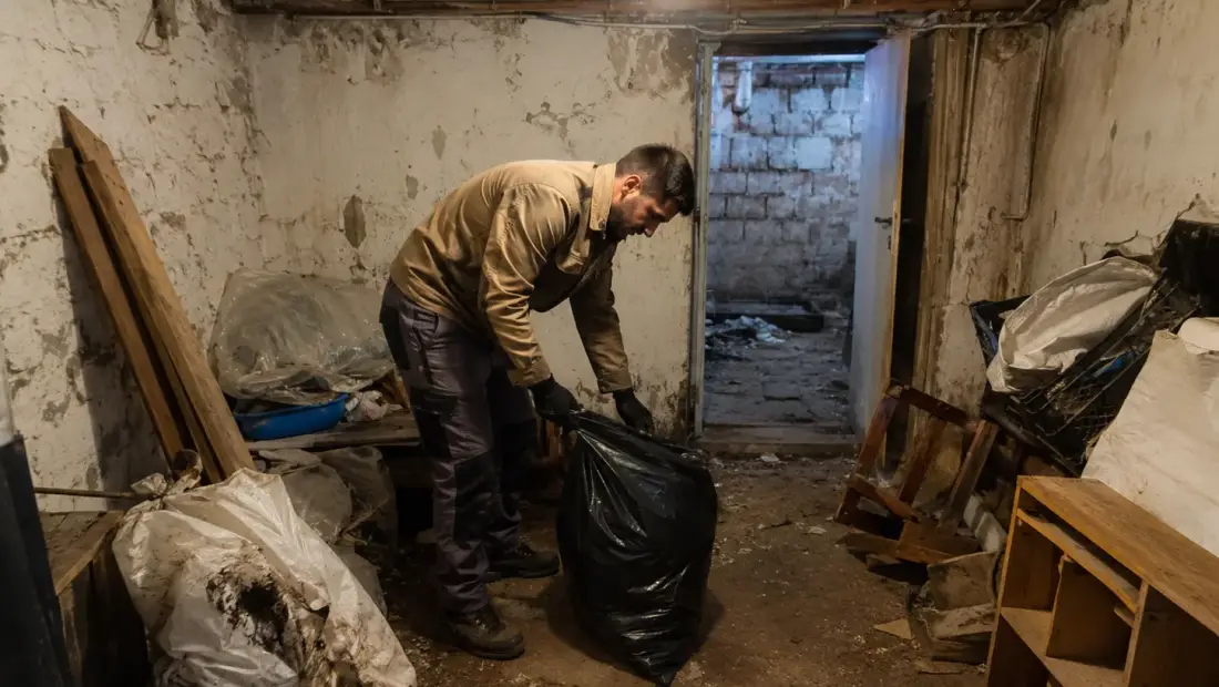 Почистване на мазета с боклук